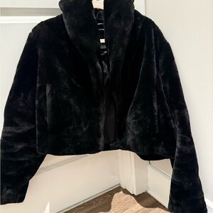 Elegant Black Faux Fur Jacket